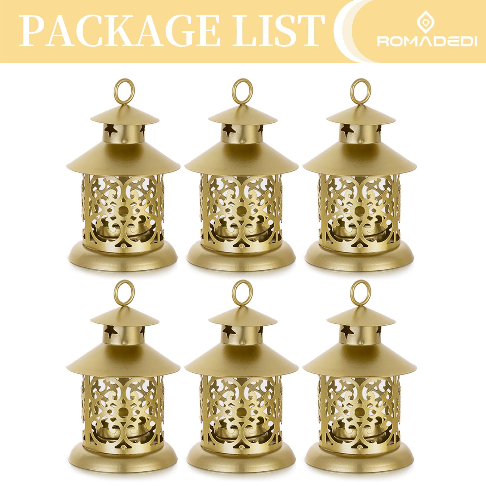 Gold Tealight Candle Holders Decorative Lantern Romadedi 6pcs Vintage Mini Hanging Lantern for