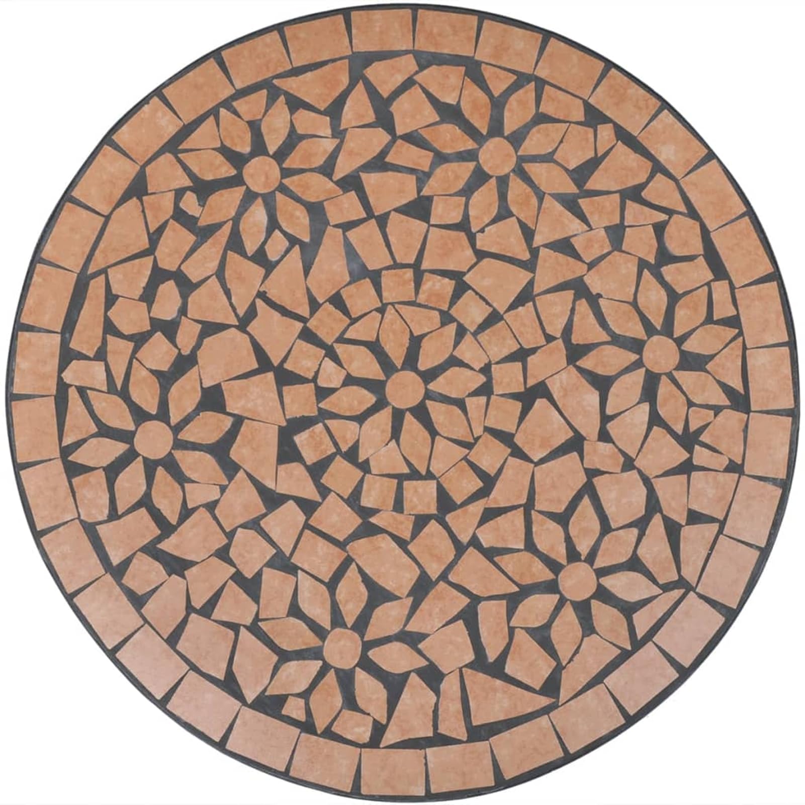 Homgoday Terrakotta-Rot Bistrotisch 60 cm Mosaik, Balkon-Garten, leicht zu reinigen, einfach montieren Model41528