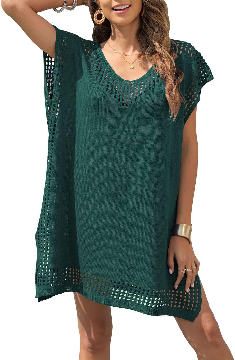 AI'MAGE Dames Zwemkleding Cover Up 3/4 mouw Strandkleding Bikini Coverups Knoopsluiting Oversized Cover Up Shirt S-XXL, Zwart, M AI'MAGE Dames Zwemkleding Cover Up 3/4 mouw Strandkleding Bikini Coverups Knoopsluiting Oversized Cover Up Shirt S-XXL, Zwart, M