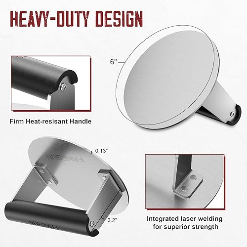 Miniatura 12 de FANGSUN Prensa de hamburguesas con mango antiquemaduras, triturador de hamburguesas de acero inoxidable de 5.8 pulgadas, prensa redonda