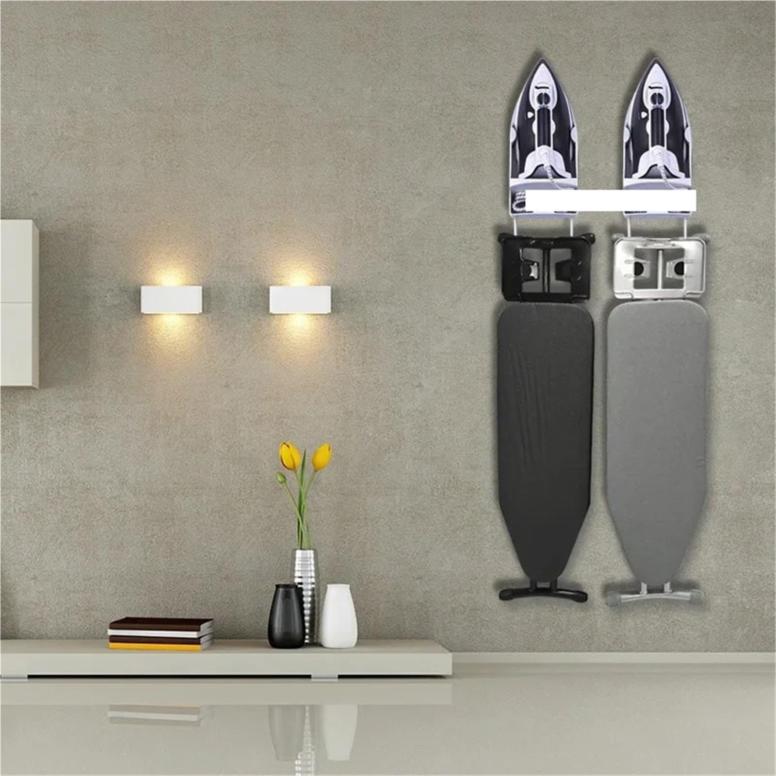 Bügeleisenhalterungen Tragbare Eisen Halter Hot Mit Haken Hotel Haushalt Bügelbrett Aufhänger Wand Halterung Lagerung Hängen Rack Zubehör Für Die Waschküche(Black)