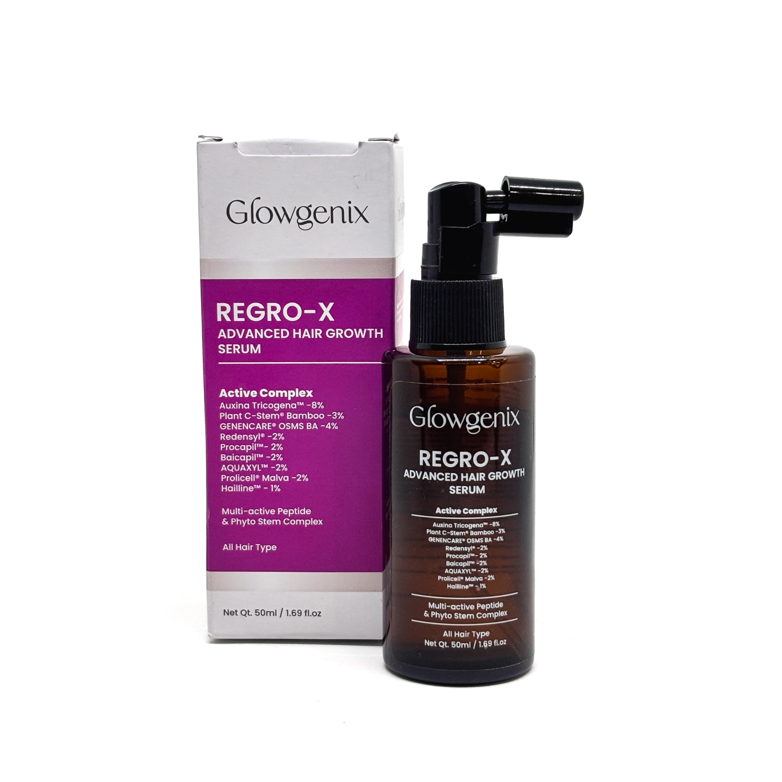 REGRO-X Advanced Hair Growth Serum, Plant C-stem Bamboo 3%, Auxina Tricogena TM -8%, Multi-Active Peptide and Phyto Stem Complex, Dermatologically Tested, 50ml-image-35