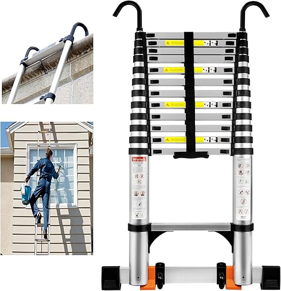 Wolec 12.5FT telescopische ladder met wielen