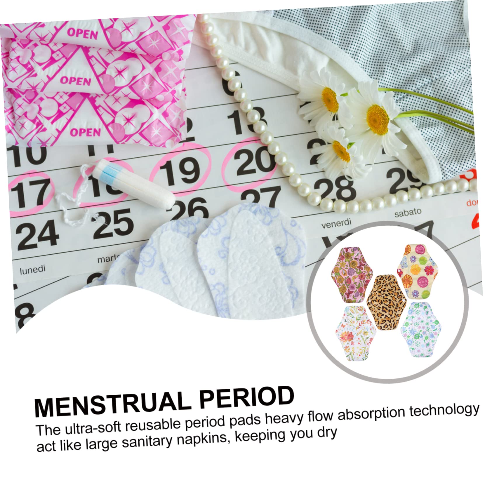GLEAVI 10piezas Toallas Sanitarias Reutilizables Lavables Para Mujer Compresas Portátiles Capa Absorbente De Mediano Para y Abundante
