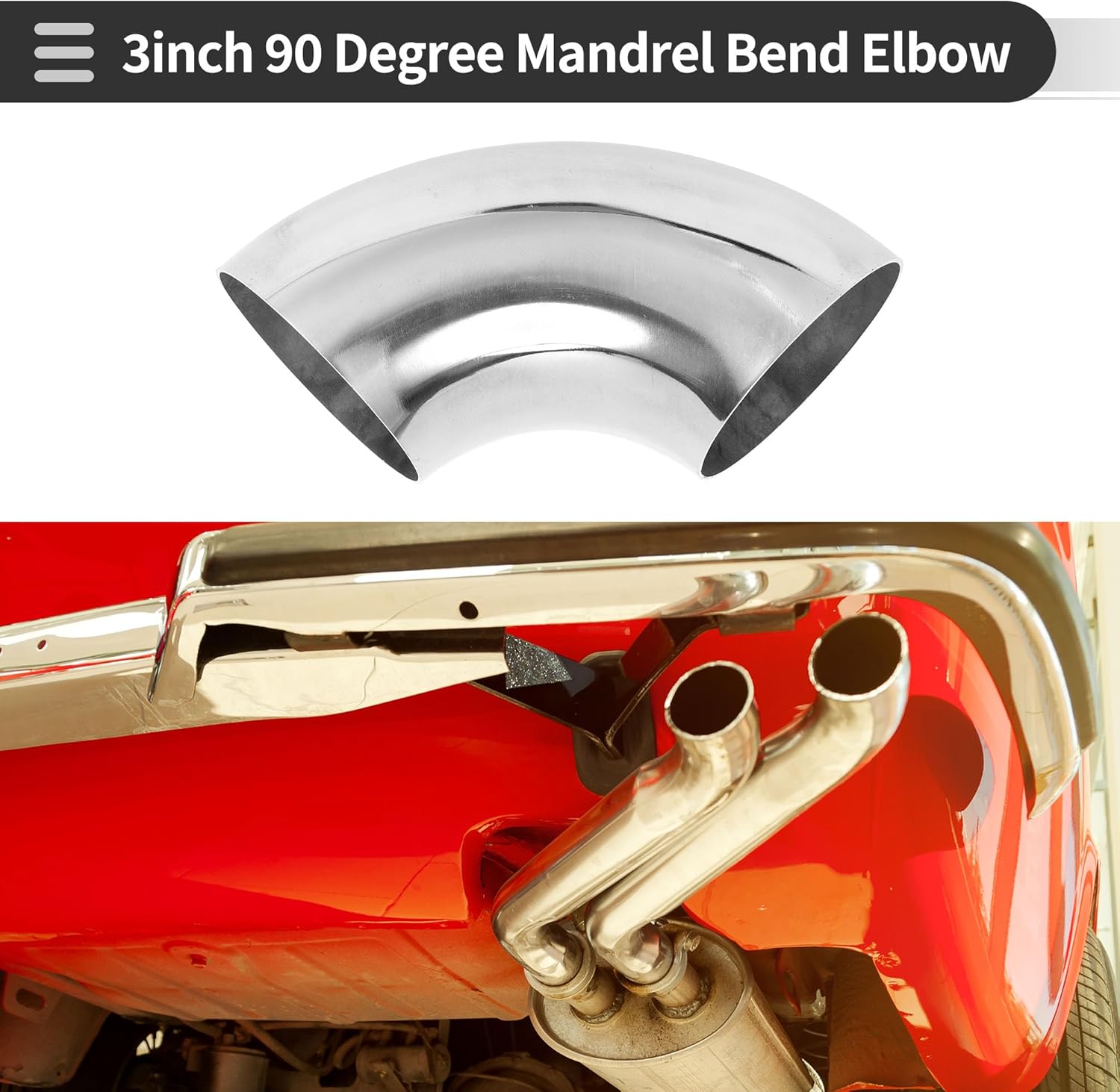 Motoforti 4 Pcs 90 Degree Mandrel Bend Elbow Car Exhaust Pipe Tubing Piping 3" Inch OD Thickness 1.2mm/18GA 76x185x1.2mm 201 Stainless Steel 4pcs