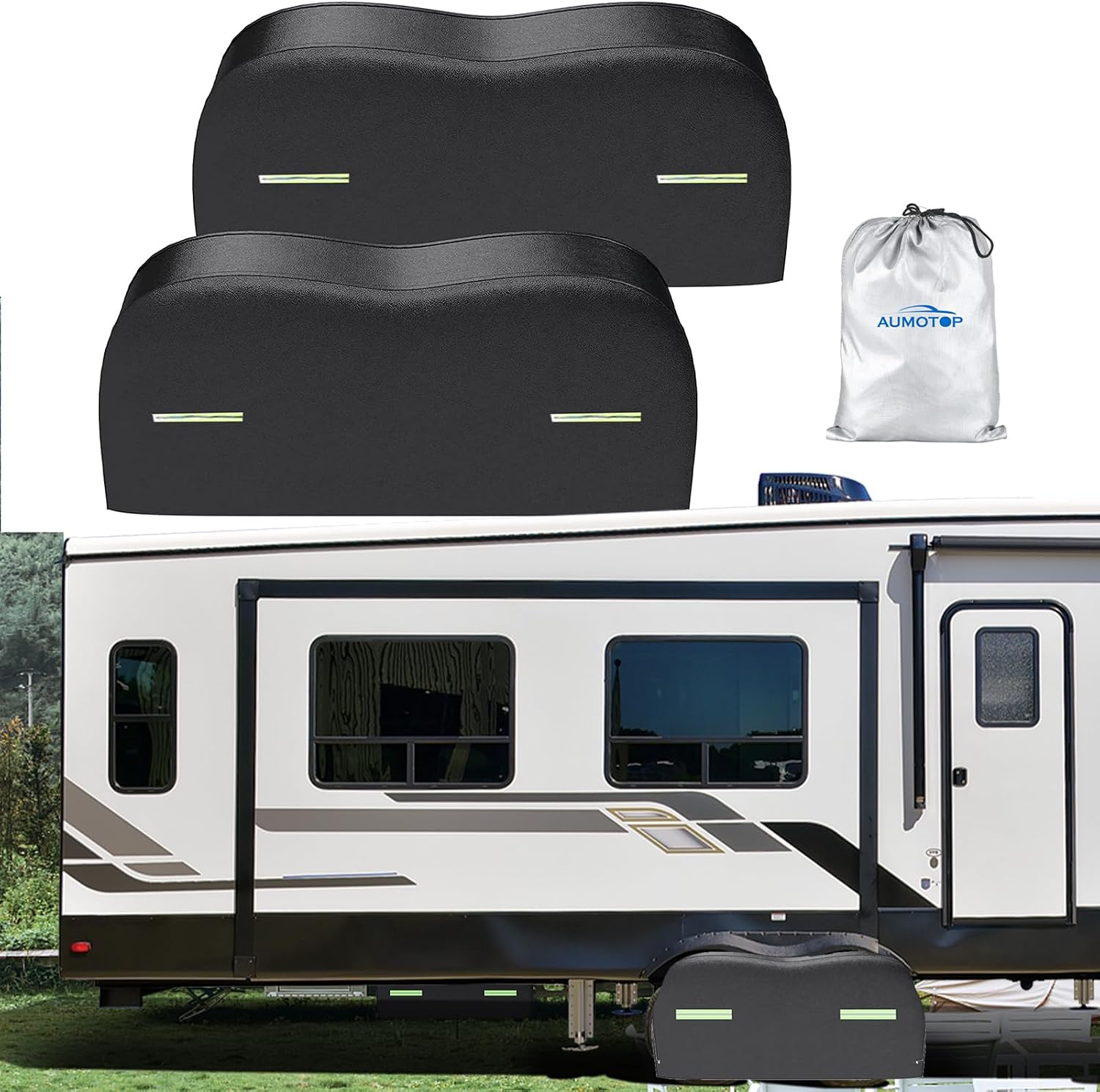 Lot de 2 protège-pneus pour caravane, remorque et camping-car, idéal pour l'hivernage et passer l'hiver
