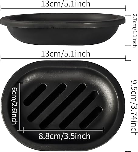 Miniatura 4 de Topsky Jabonera para ducha, 4 platos con bandeja de goteo, soporte de barra con drenaje para fregadero de cocina, mantiene el jabón seco, negro