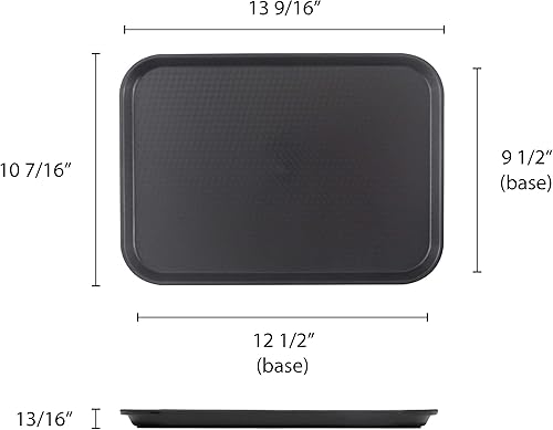 Miniatura 2 de Thunder Group Bandeja rectangular de plástico para comida rápida, 10-12 x 13-58 pulgadas, negro