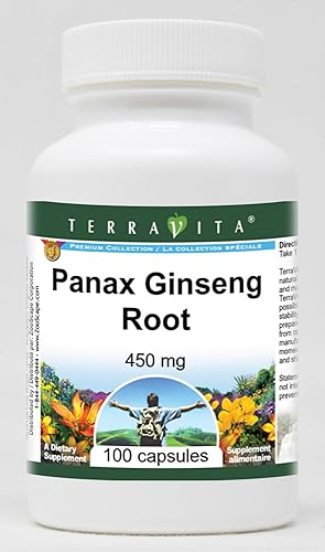 TerraVita Panax Raíz de Ginseng - 450 mg (100 Cápsulas, ZIN 517253)