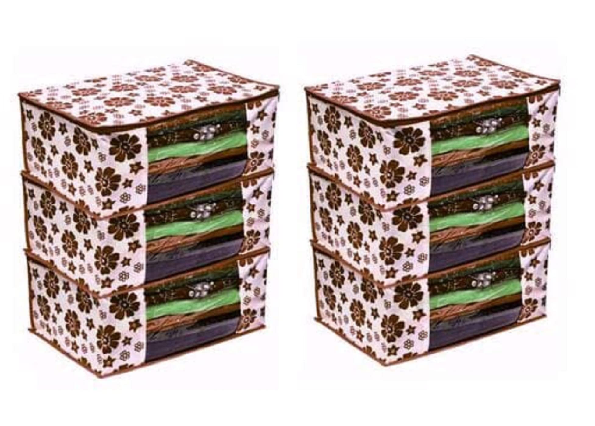 Acnos® Premium Brand Metalic Brown Flower Design Brown Chain 12 Piece Non Woven Large Size Saree Cloth Cover Set Pack Of 6 (B0C6L1YHBN) Amazon Price History, Amazon Price Tracker