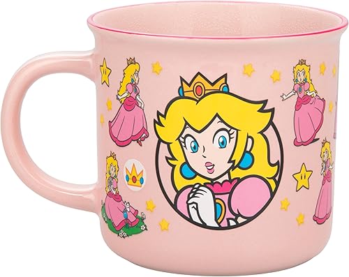 Miniatura 6 de Paladone Super Mario Princess - Taza de café de cerámica rosa con licencia oficial de Nintendo para bebidas calientes, regalo para jugadores,