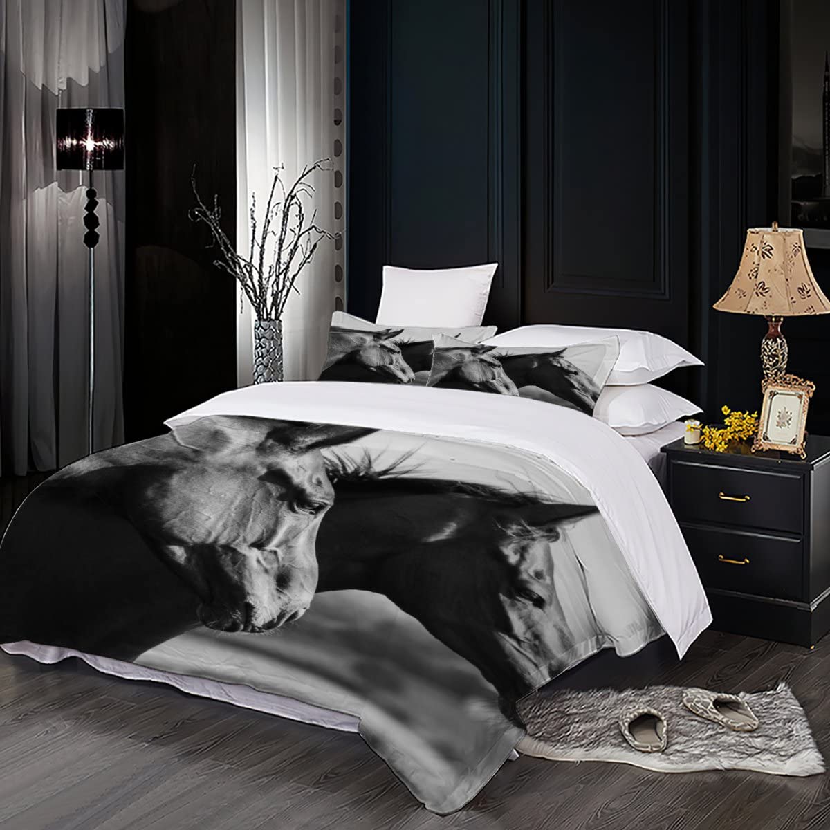 Set Copripiumino Cavallo Stampa 3D, Set Di Biancheria Da Letto Per Bambini 3 Pezzi Copripiumino
