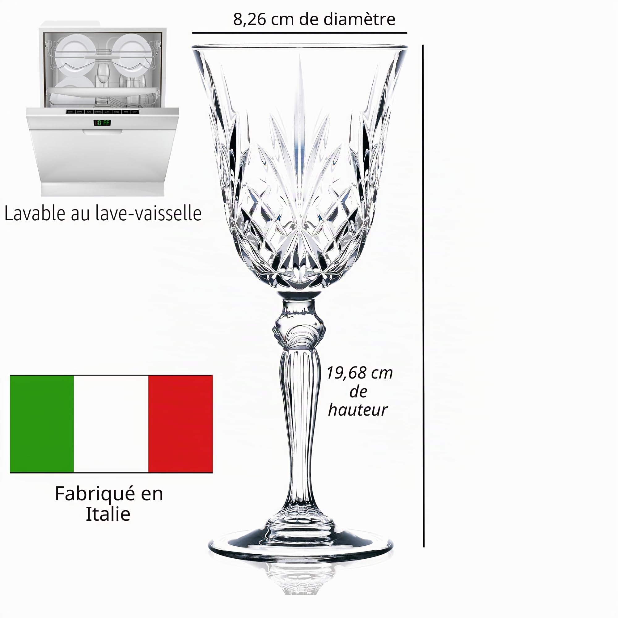 Lot de Verres à vin - Cristal RCR - Collection Melodia Water Red Wine Stem