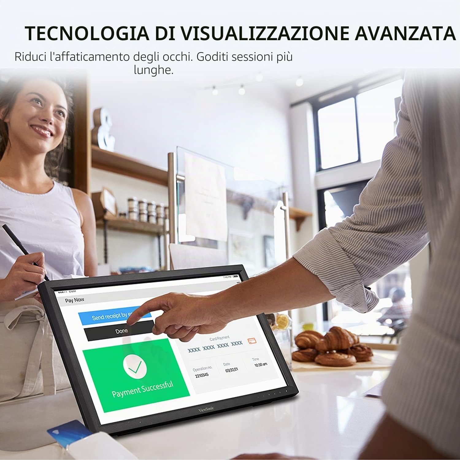ViewSonic TD2223 - Monitor Touch da 54,6 cm (22") (Full HD, HDMI, USB, multitouch a 10 Punti, Supporto Integrato, Altoparlante, Servizio di Sostituzione 4 Anni) Nero