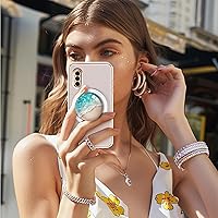 Vista 5 de Soporte de agarre de teléfono celular móvil plegable con purpurina de cristal transparente tipo magnético para teléfonos inteligentes y tabletas