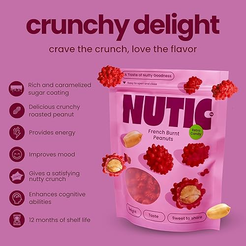 Miniatura 3 de Nutic Caramelo de cacahuetes quemados franceses, 5 libras, revestimiento crujiente y dulce confitado con centro de maní tostado, aperitivos festivos