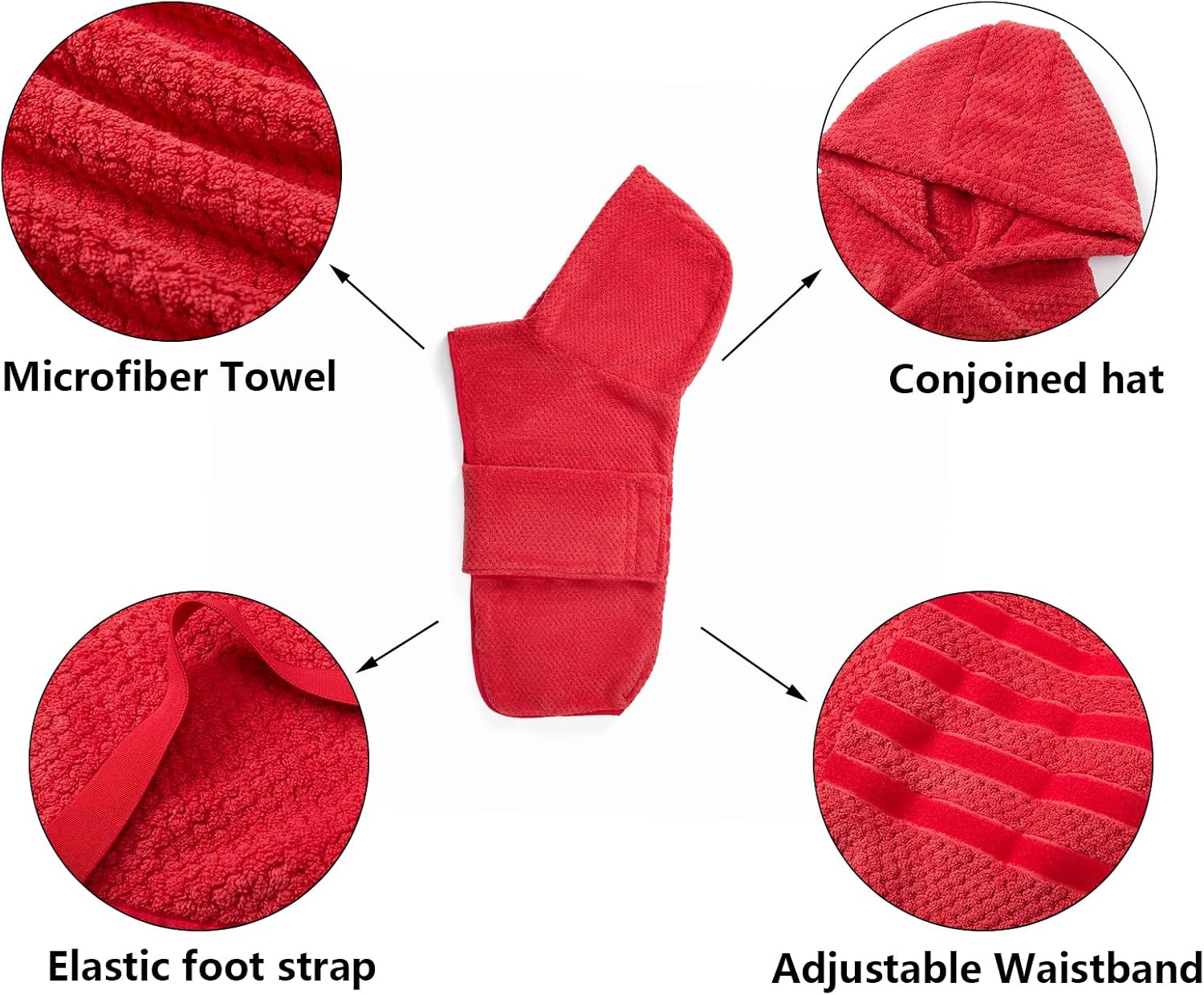 Dog Drying Coat with Hood for After Bath Bathrobe Towel Dog Drying Coat for Wet Walking in Rain/Snow-Dry Fast Dog Bag-Pineapple Grid Fast Drying-Red-XXL