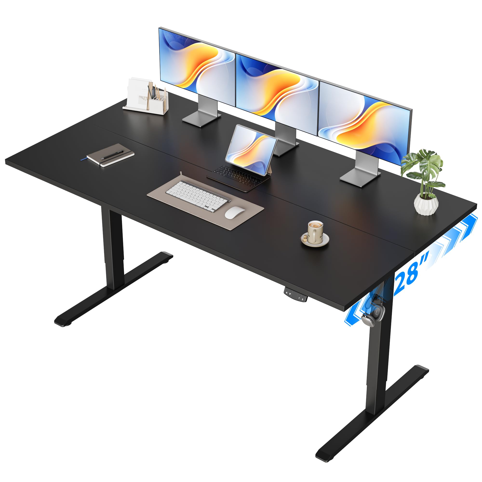 Agilestic 63 * 28 Inch Height Adjustable Electric Standing Desk, Black