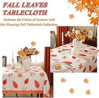 Vista 4 de SASTYBALE Manteles de otoño para mesas rectangulares, mantel a prueba de derrames con hojas de otoño impresas, mantel de hoja de arce lavable