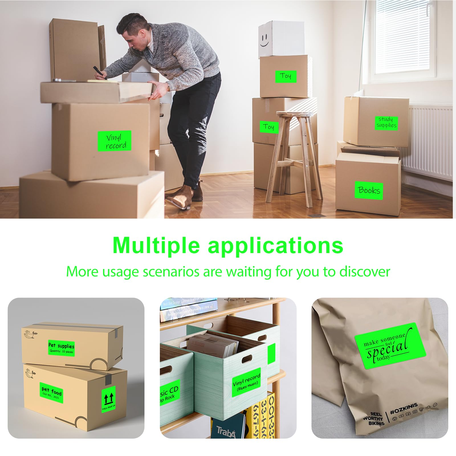 2500 Pcs Color Coding Labels 1/2" X 3/4" Rectangular Colored Stickers 10 Colors