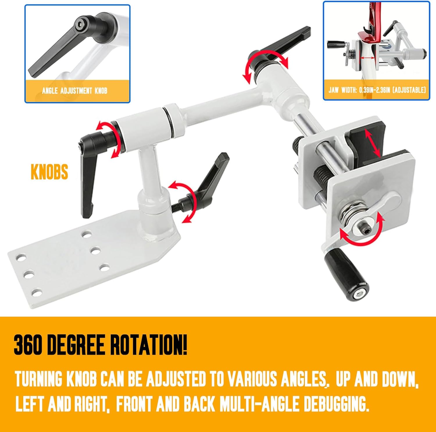 Universal Bow Vise, Bench Mount Bow Vise for Compound Bows, 360° Adjustable Archery Mount Tool Bow Press with Leveling Kit Maintenance Accessories