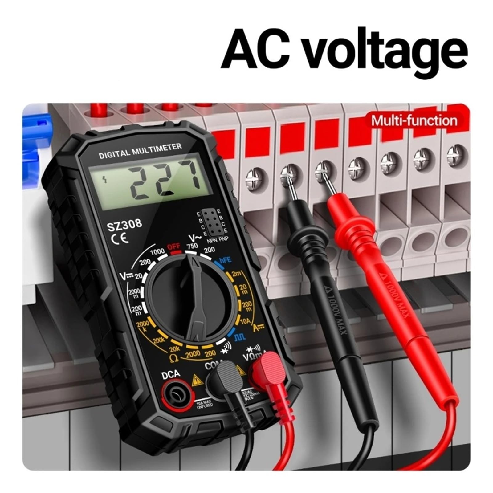 Multimetro Display indicazione batteria scarica 1999 Conteggi Tester tensione corrente Tester ohmmetro | Multimeter(Black)