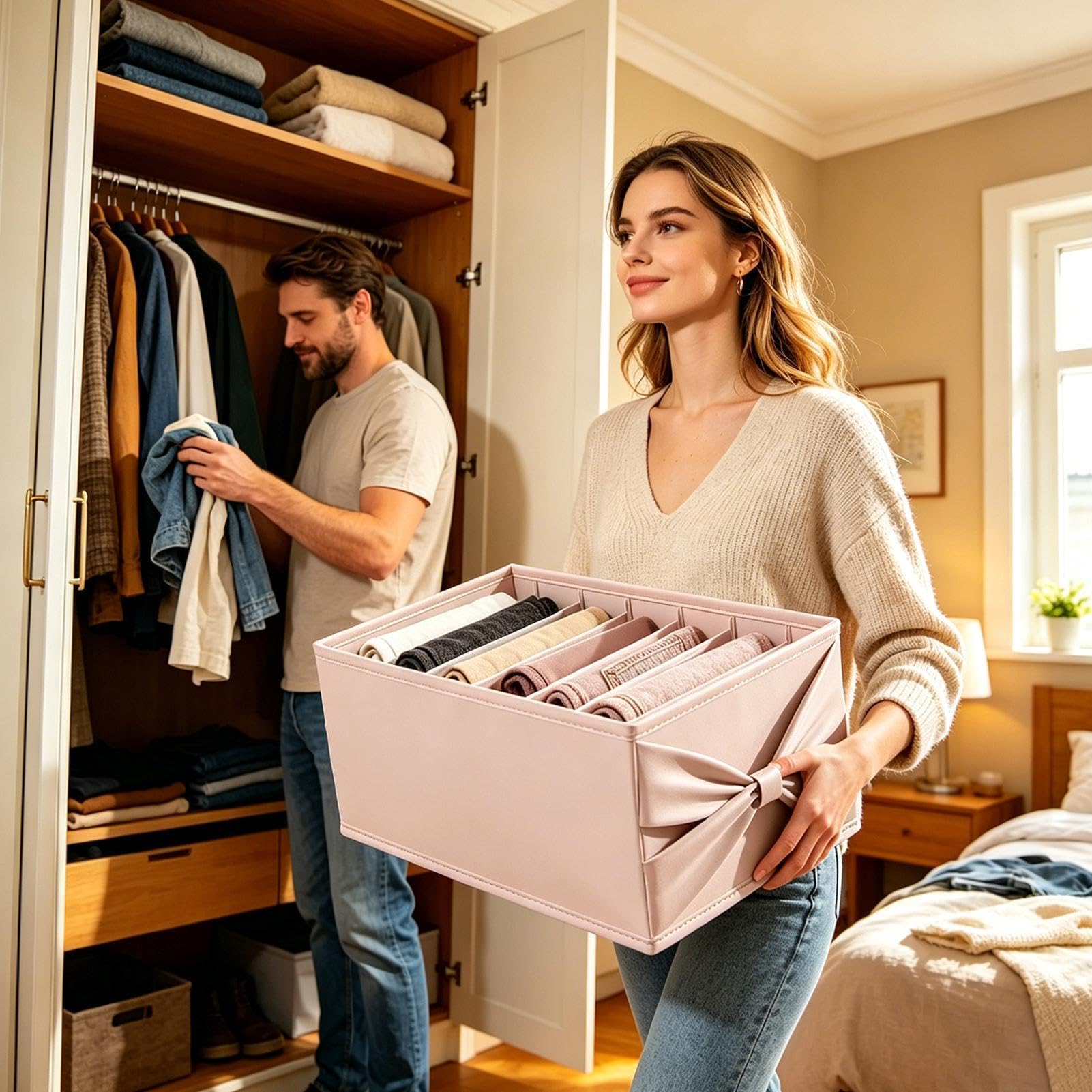 Contenedor De Ropa Para Armario Organizador de Almacenamiento para Armario | Contenedor De Almacenamiento Para Ropa Para Vaqueros Camisas Pantalones Hogar Apartamento Dormitorio