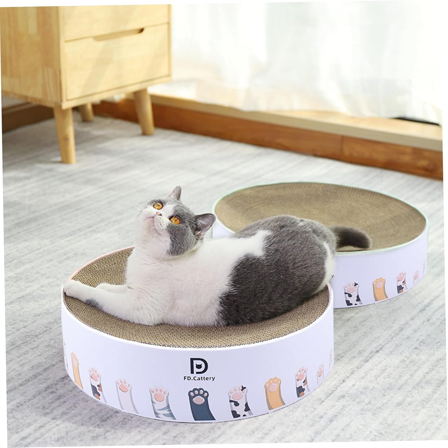 Cat Scratch Bed 2 in 1 Cardboard Cat Scratching Board, 14x3 Bowl Round Scratcher Dampproof Sturdy Scratch Resistant Easy Assembly Scratchers for Indoor Cats