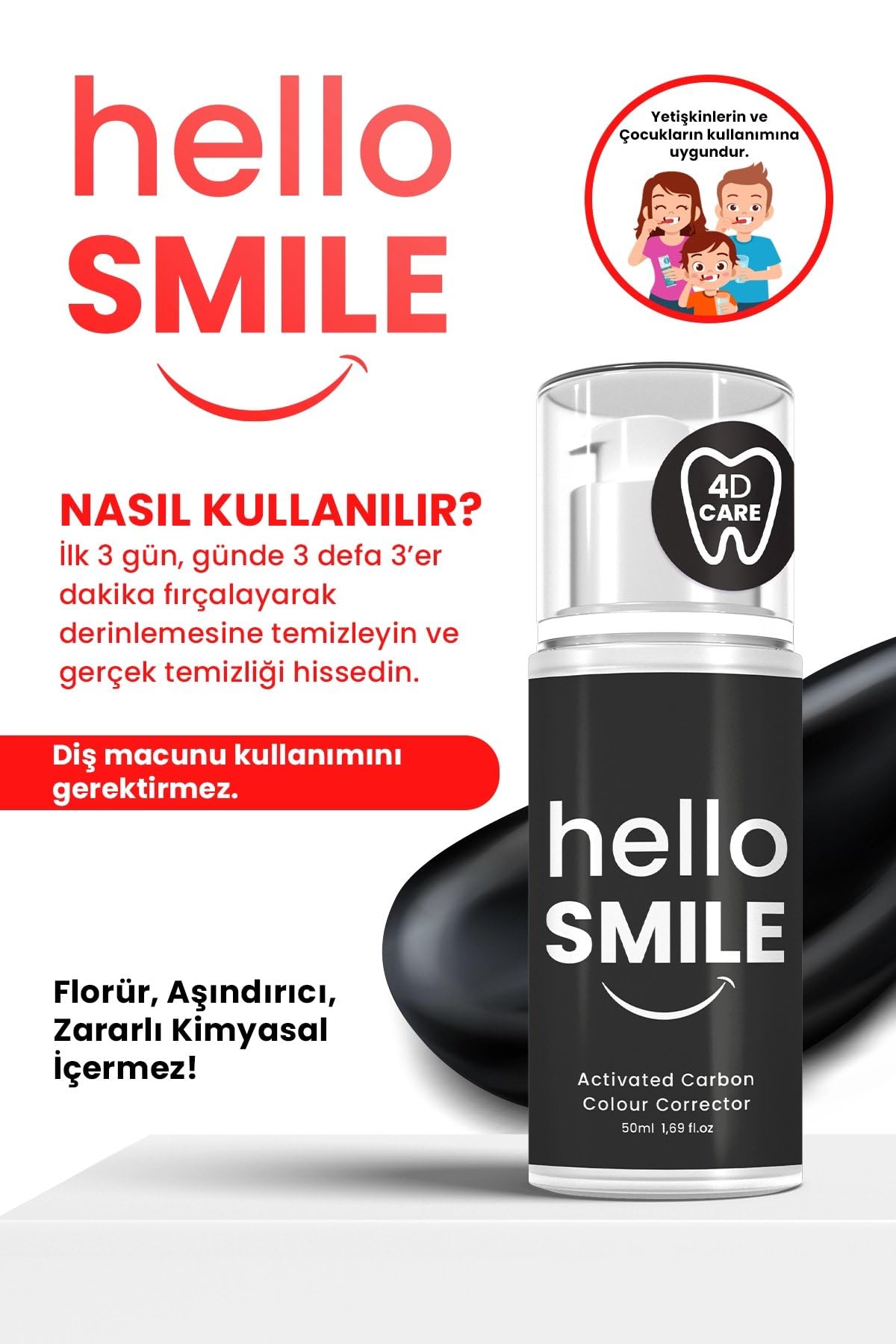 Hello Smile Aktif Karbonlu Anında Beyazlatıcı Diş Jeli