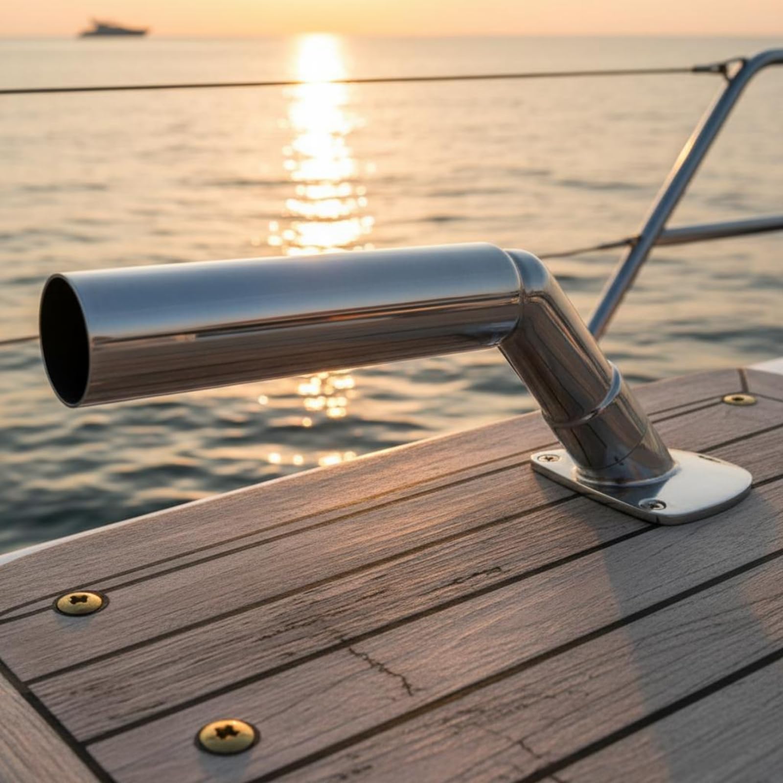 Einbau Rutenhalter Boot spiegelpoliert Edelstahl Angelrutenhalter hochglanzpoliert Bootszubehör für Yacht, Salzwasser