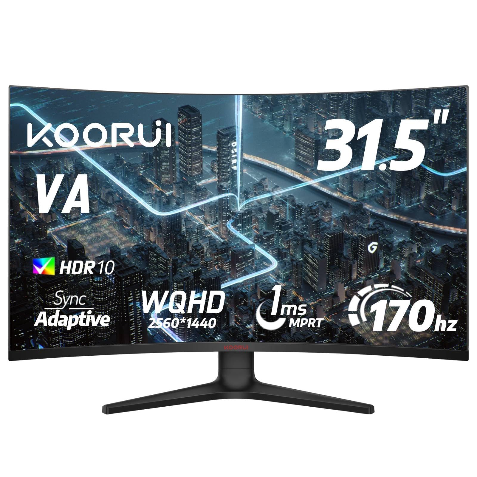 Amazon.co.jp: KOORUI 31.5インチ湾曲ゲーミングモニター 1ms、1500R 