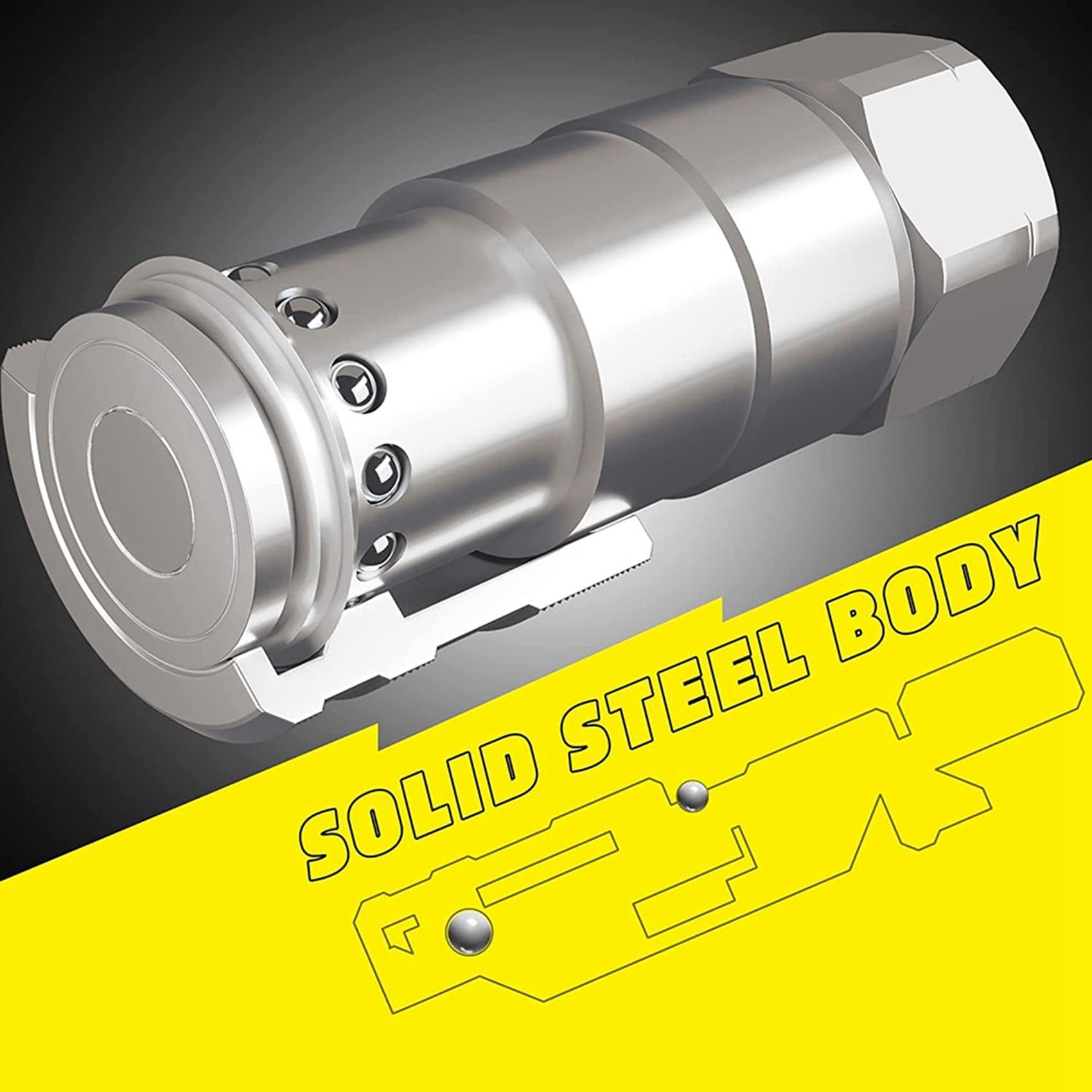 1/2Inch NPT Accoppiatore Idraulico Skid Steer Flat Face Attacchi A Innesto Rapido con 2PCS Cappuccio Antipolvere Acciaio al Carbonio