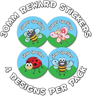 144 x 30mm Good Spelling awards - Childrens Reward Stickers - Schools,Teachers, Parents - Cute bugs design