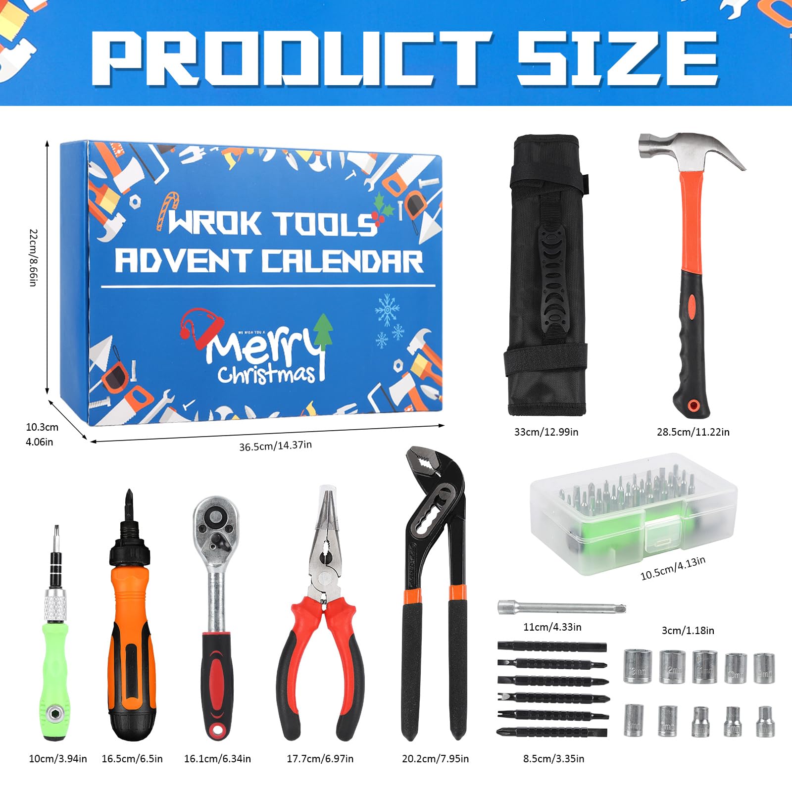 Calendario Avvento Attrezzo Uomini, Set di Attrezzo per Calendario Natalizio per Adolescenti, Adulti, Regali di Natale, Set di Attrezzo per Artigiani