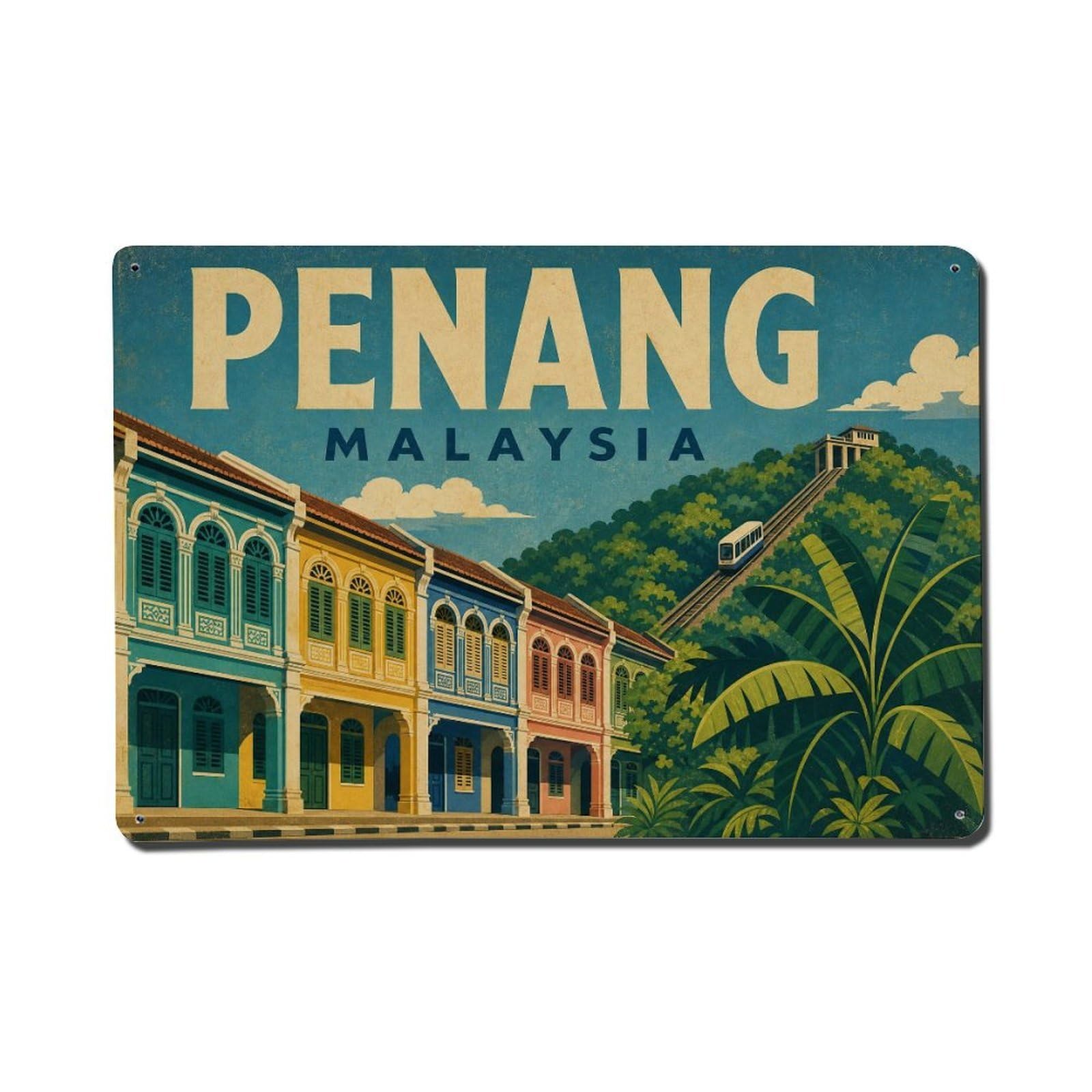 Metal Tin Sign Retro Travel Malaysia Penang