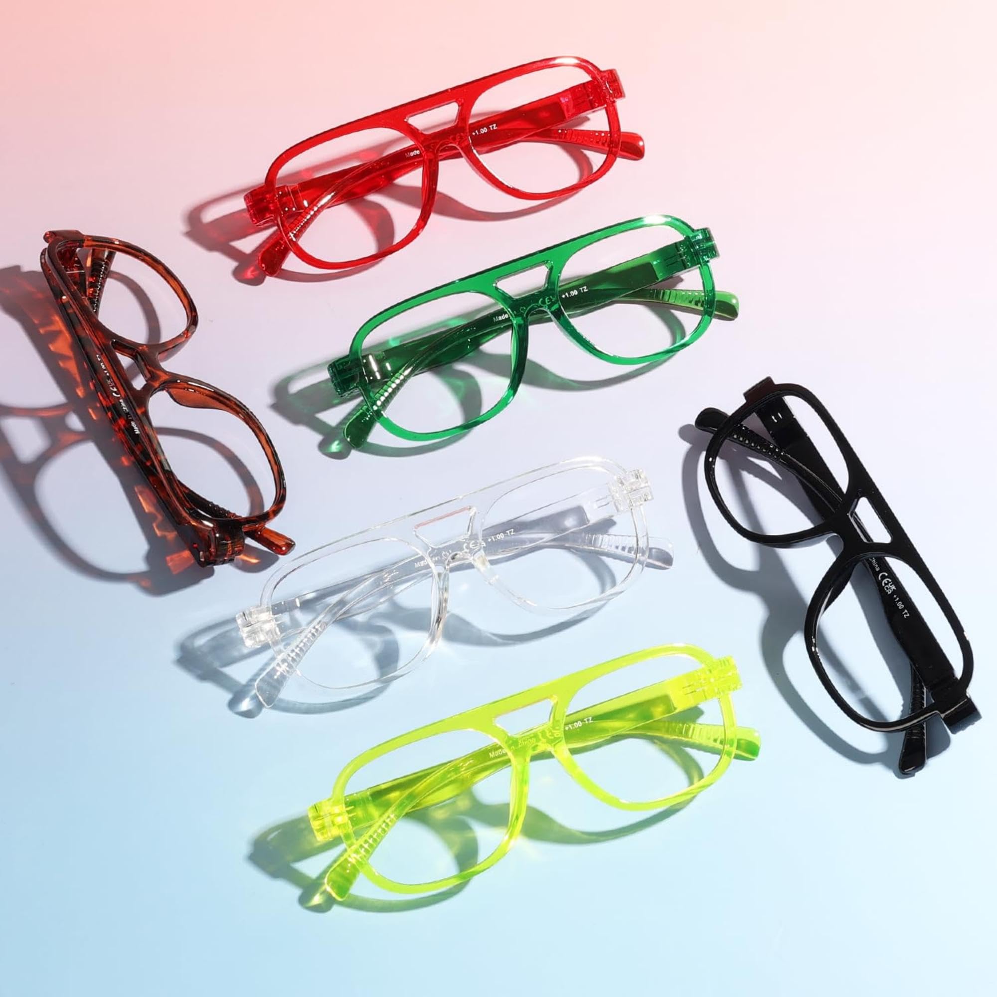 Eyekepper 6 Paia Pilota Occhiali da Lettura Anti Luce Blu Cerniere a Molla Senza Viti Senza Metallo Lettori di Computer per Donna Uomo
