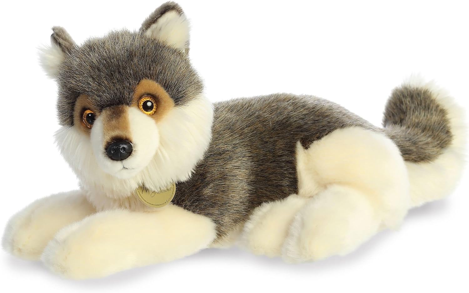 Aurora® Realistic Miyoni® Wolf Stuffed Animal - Lifelike Details Make a Cherished Companion - Perfect for Decorating Bedrooms or Classrooms - Gray 13 Inches