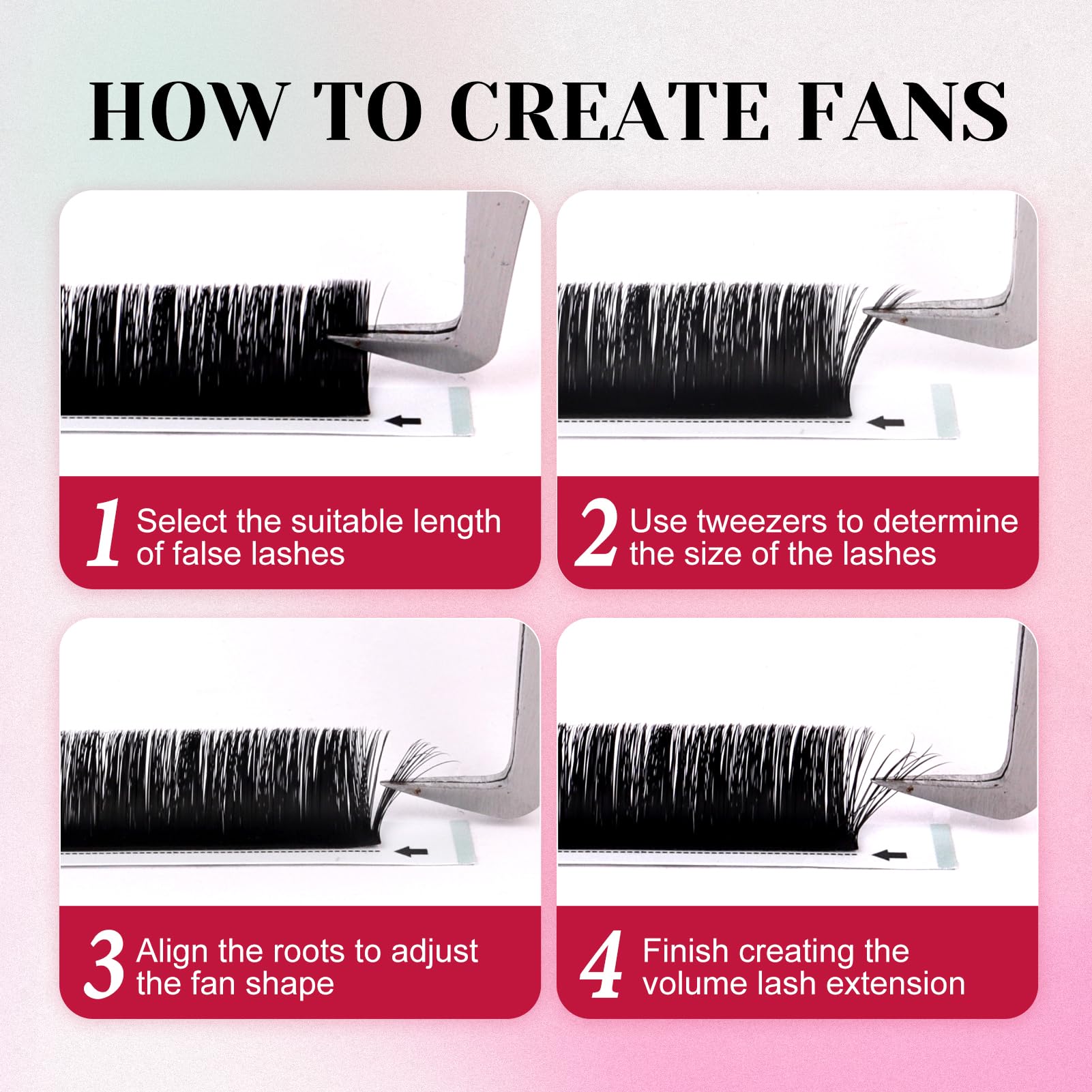 FADVAN Easy Fan Lashes, Self Fanning Volume Russian Eyelash Extensions 0.07D Curl 14mm Mixed Length Automatic Blooming Volume Easy Fan Lashes(0.07-D-14) — view 4