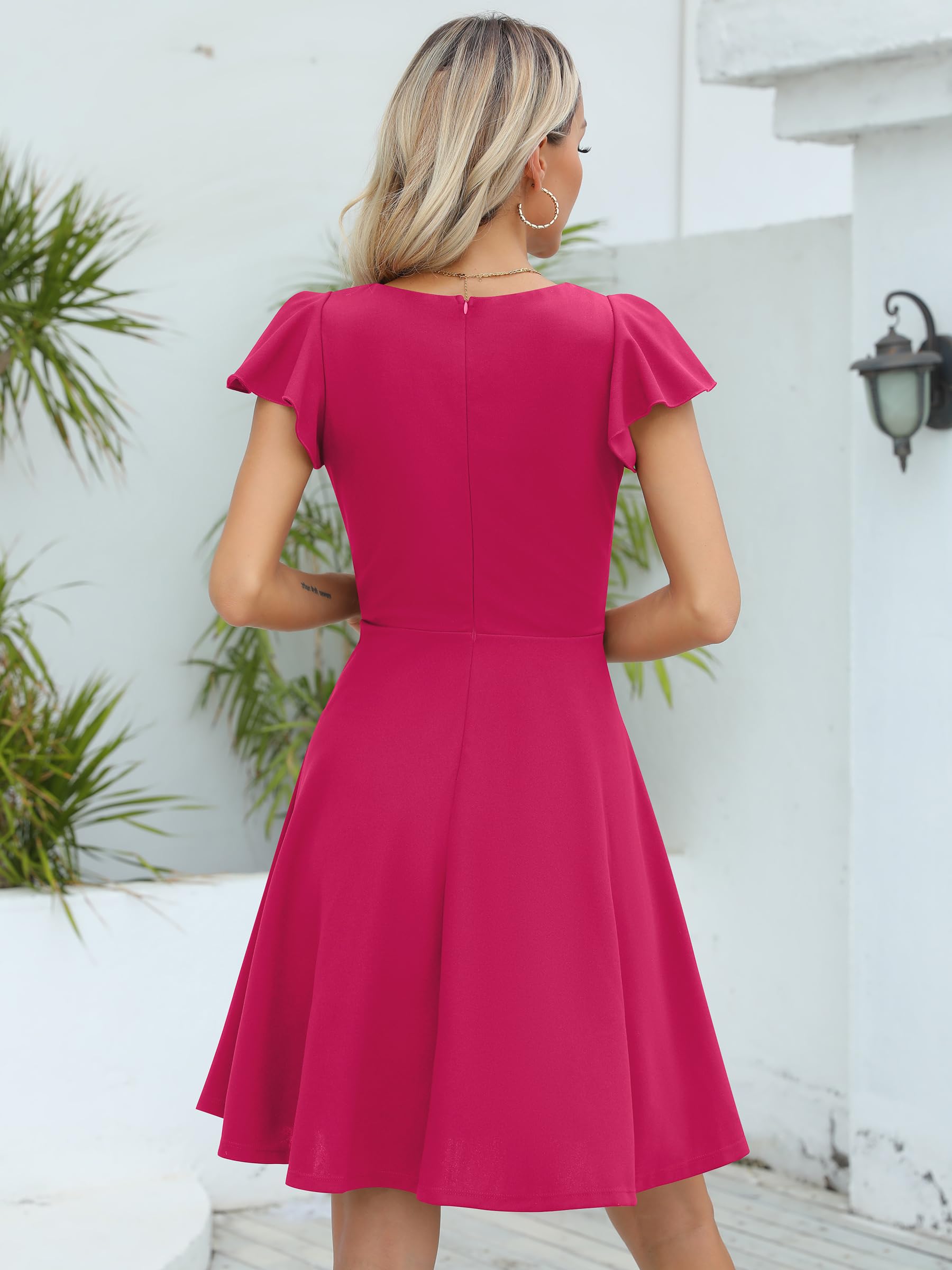 Missufe Damen Cocktailkleid Elegant Vintage Minikleid Kurz A-Linie Herzausschnitt Kleider