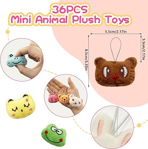 Miniatura 2 de XIPEGPA Juego de 36 juguetes de peluche de animales pequeños, llavero de juguete de peluche para recuerdos de fiesta, llavero adorno para bolsa de