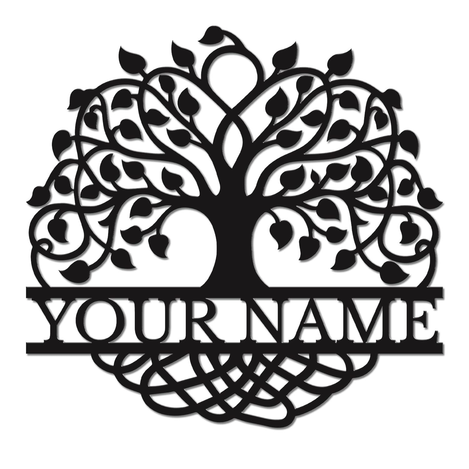 Herbraa Style-6 Personalized Tree Of Life Metal Sign, Custom Family Name Wall Art, Ancestry Surname Decor, Indoor Outdoor Hanging, Wedding Gift Idea, Rustic Family Tree Plaque (Style-6)