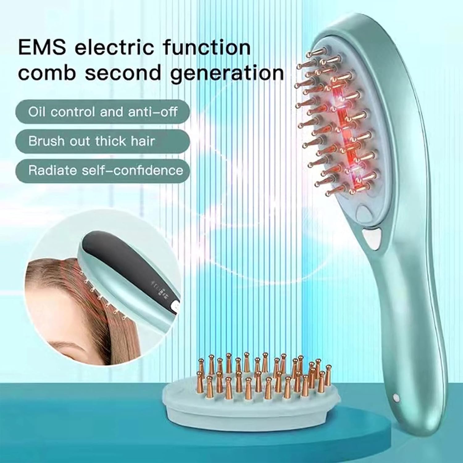 Peine Láser Eléctrico para el Crecimiento del Cabello Peine de Masaje con RF EMS Tratamiento Infrarrojo para el crecimiento del cabello Elitzia ETSR2011B ...