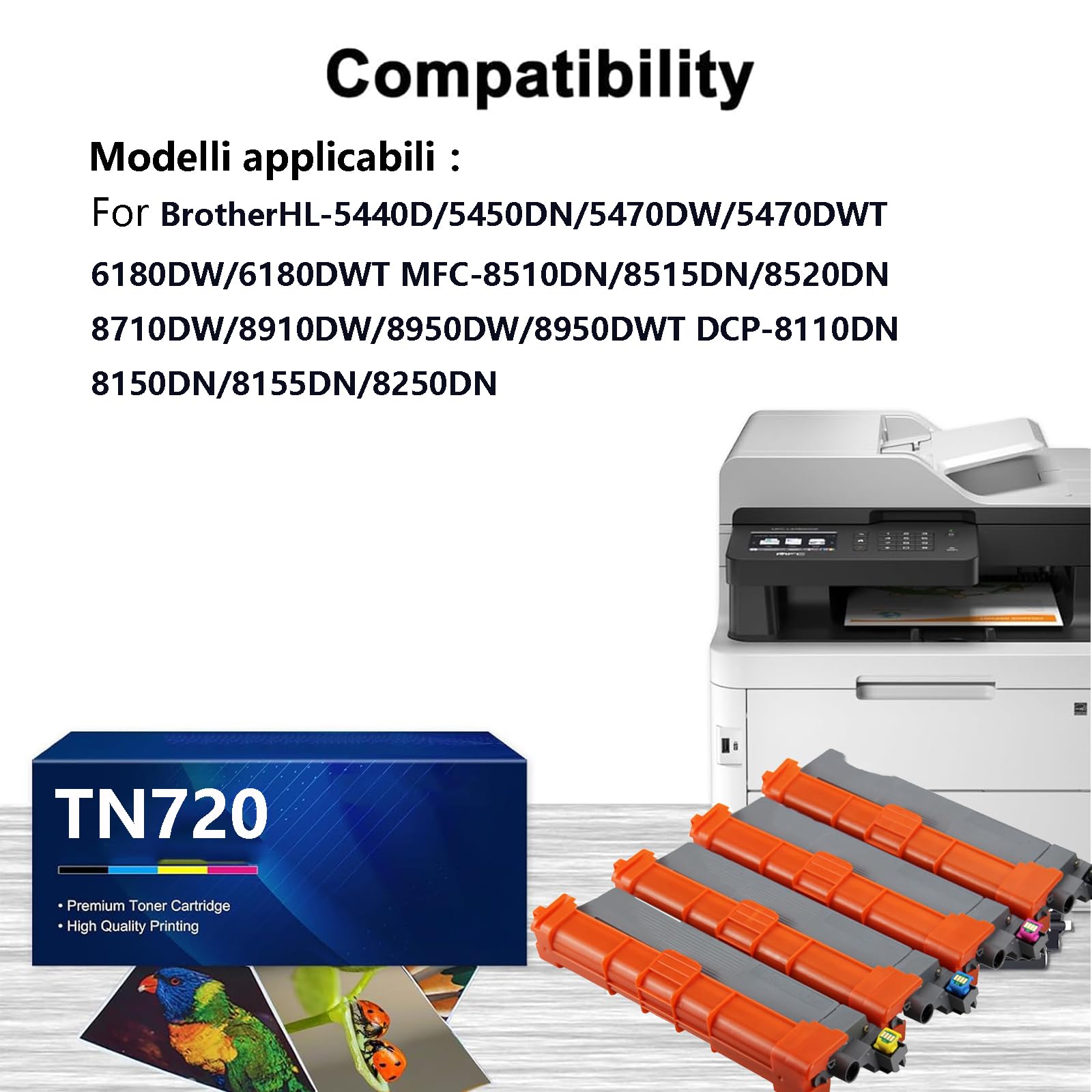 TN720 Cartuccia Toner di Ricambio Compatibile per BrotherHL-5440D 5450DN 5470DW 5470DWT 6180DW 6180DWT MFC-8510DN 8515DN 8520DN Stampanti, Elevata Resa 3000 Pagine, Facile da Installare,Black-3 pack