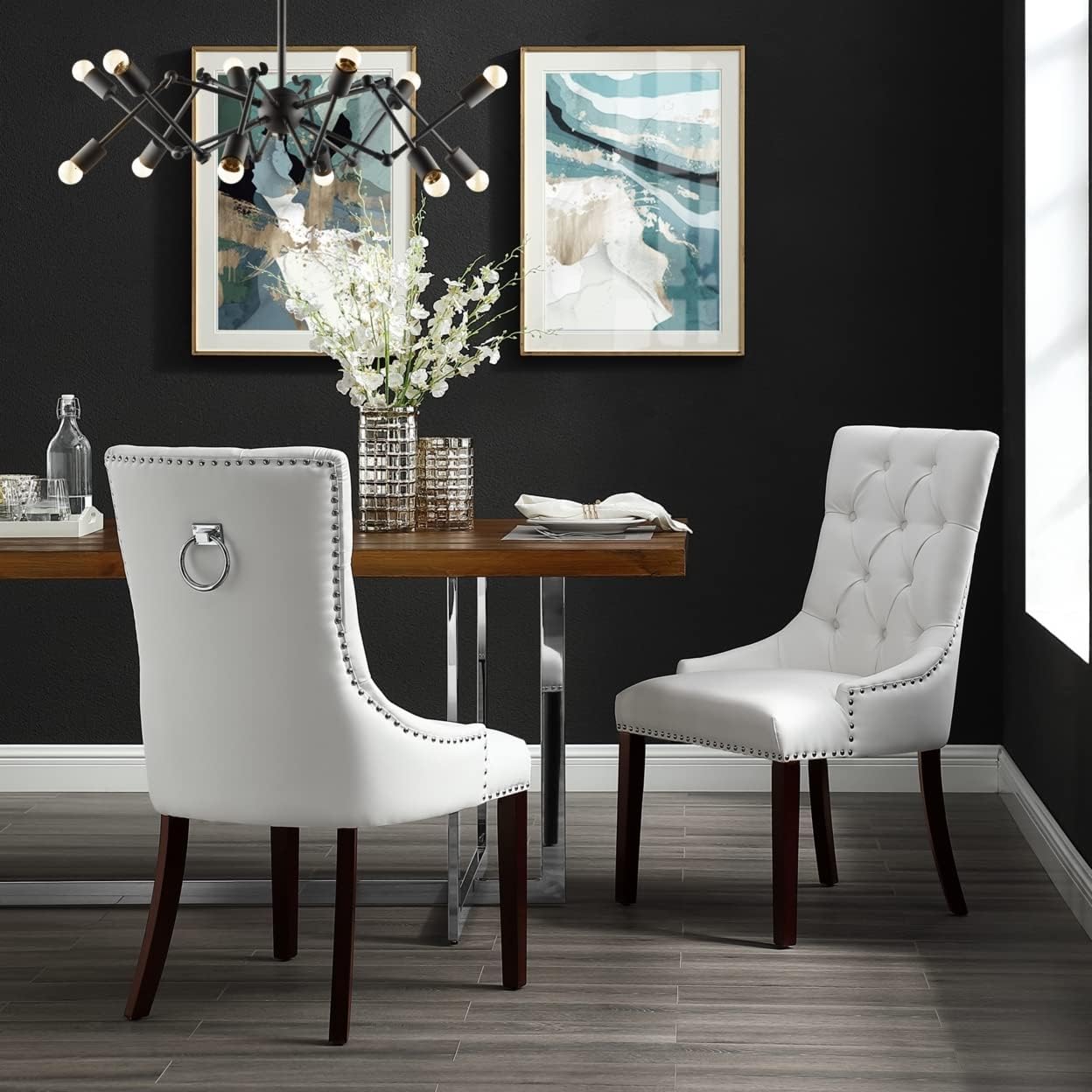 InspiredHome White Leather Dining Chair Design Alberto