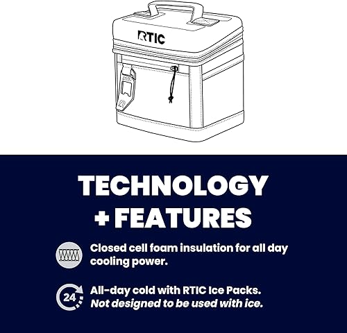 Miniatura 3 de RTIC - Enfriador diario para 15 latas, con aislamiento portátil, de lados suaves, para almuerzo, playa, bebidas, bebidas, viajes, campamento,