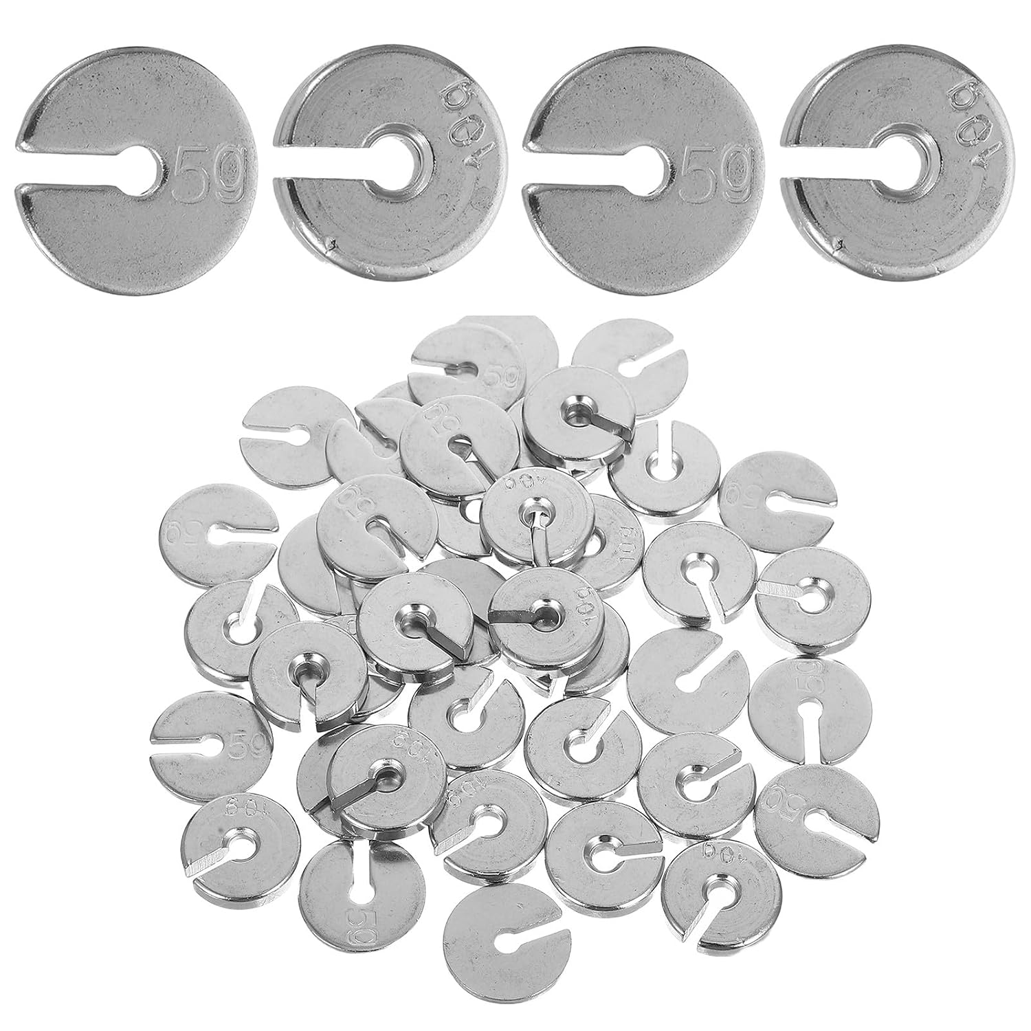 50Pcs Physics Lab Slotted Weights Set 5G and 10G Metal Mass Units with Hooks 375G Total for Mechanics and Science Education Laboratory Experiments