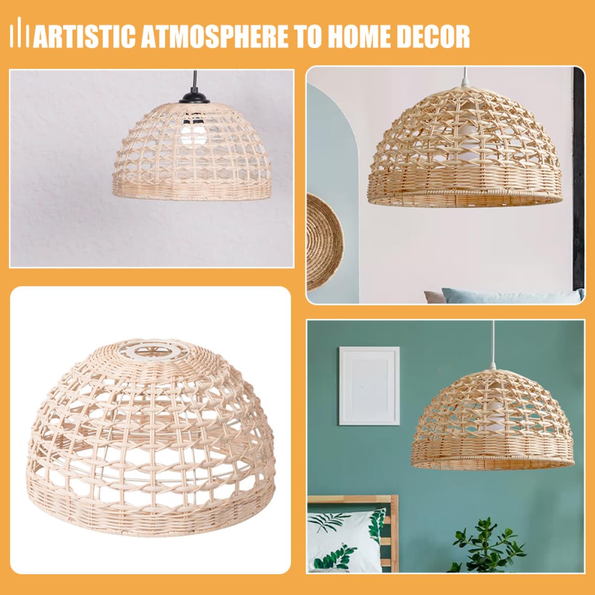 Lampenschirm Industrial Style mit Gewebter Lichtabdeckung Rustikale Lampenschirme als Ersatz für Pendelleuchtenschirm Vielseitig und Wiederverwendbar für Restaurant und Innenräume