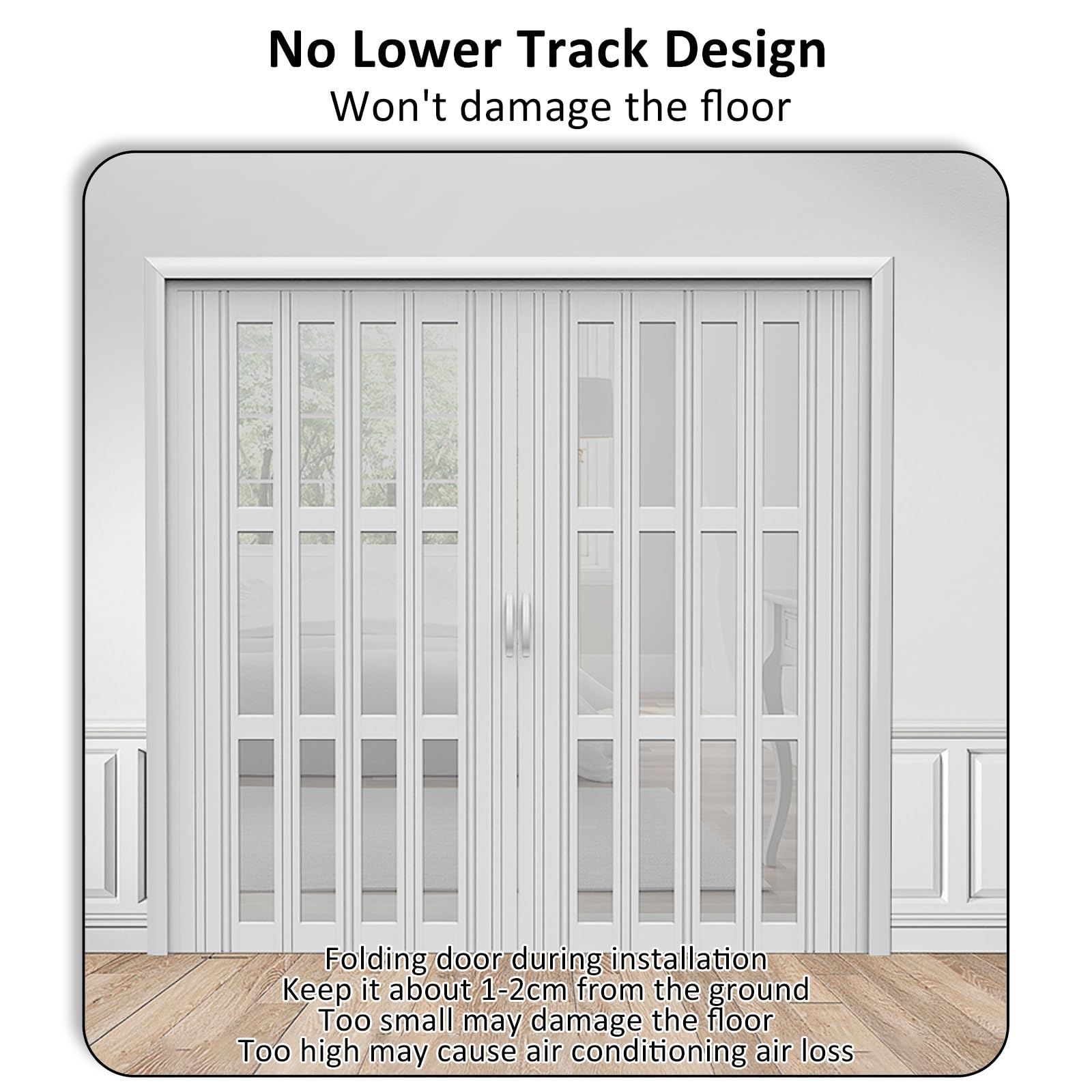 Portes pliantes en accordéon en PVC à deux volets - Cloison invisible pour bureau et entrepôt - Design vertical - Solution peu encombrante
