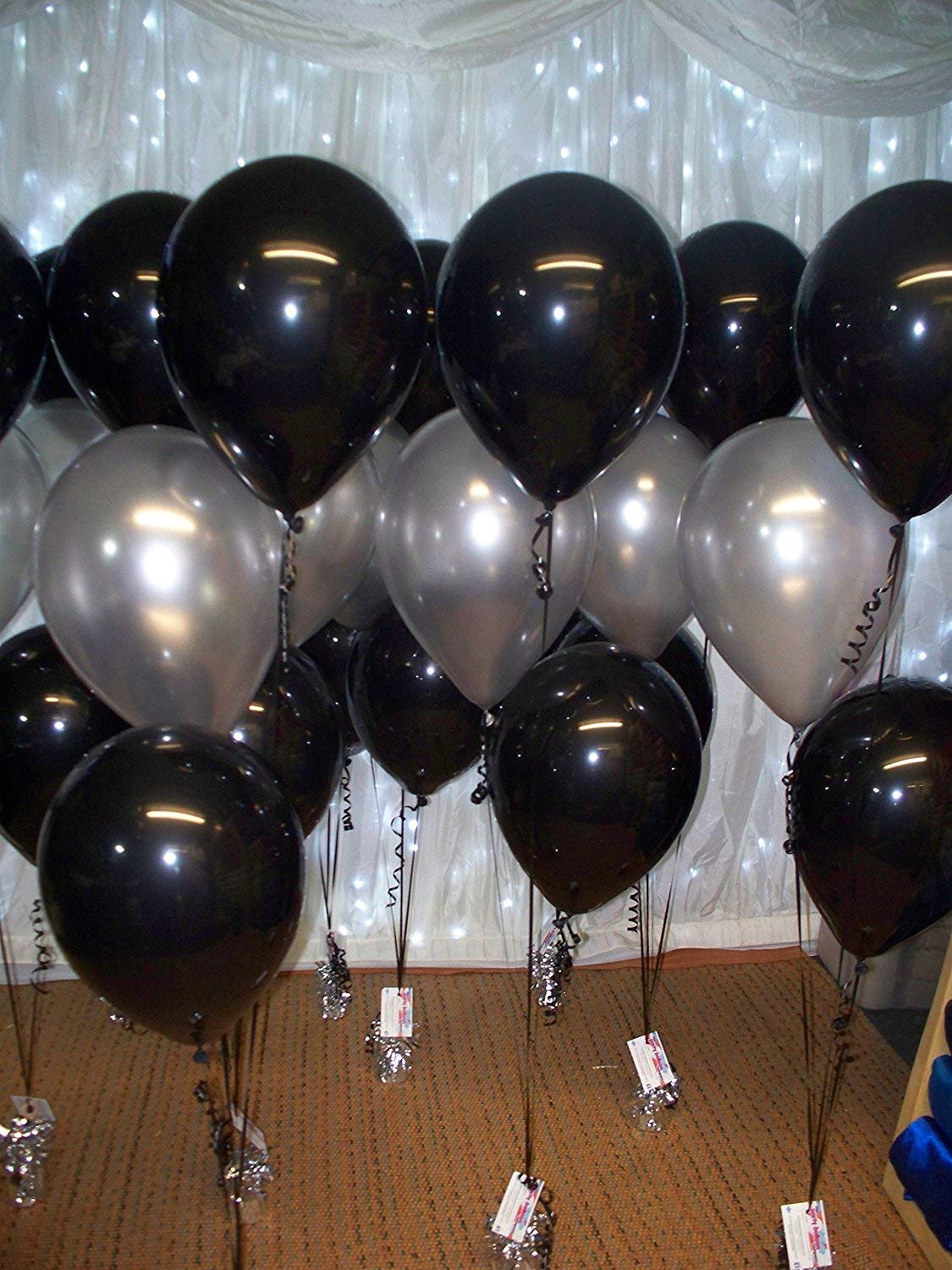 TOYXE Toy Balloon Premium Latex Metallic HD Silver and Black (Pack of 50) - Image 3 thumbnail