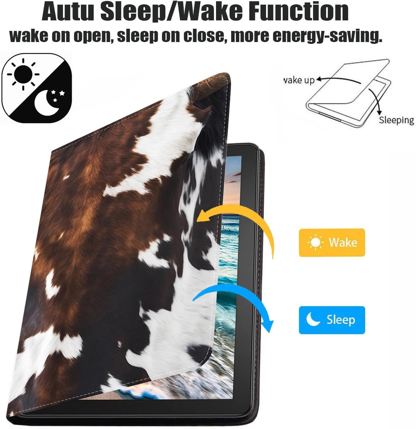 Case for Samsung Galaxy Tab S8 2022 & S7 11 Inch 2020 (SM-X700/X706/T870/T875/T878), Premium PU Leather Stand Folio Cover with Auto Sleep/Wake, Brown Cow Print image 3